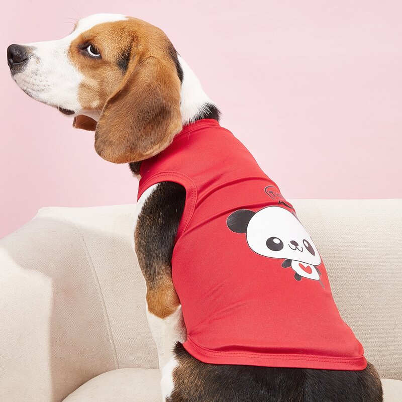 

Cartoon Panda Print Pet Tank, Red