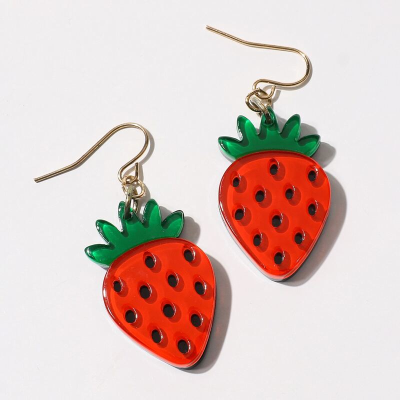 

Strawberry Drop Earrings, Red