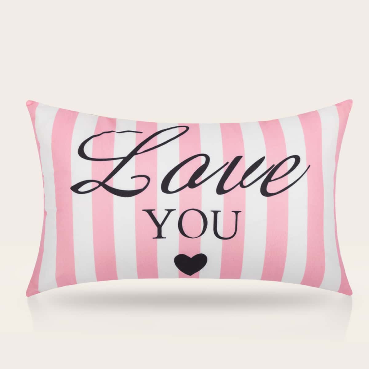 

Striped & Letter Graphic Lumbar Pillow Cover Without Filler, Multicolor