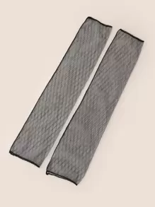 Black Mesh Long Gloves - Black - View 2