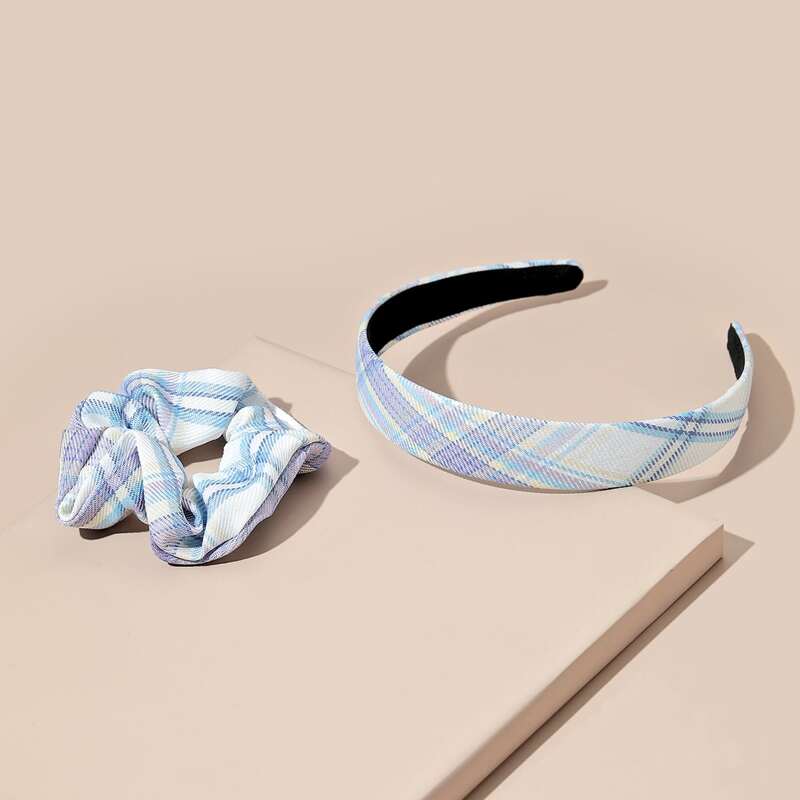 

Plaid Headband & Scrunchie, Blue