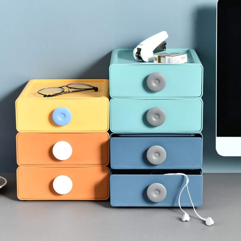 

1pc Solid Drawer Storage Box, Multicolor