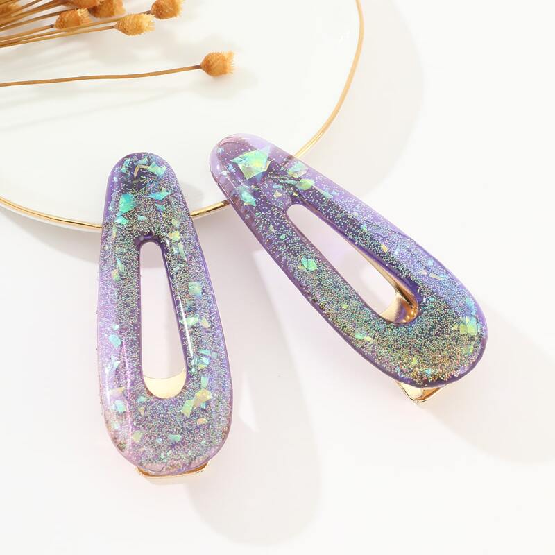 

2pcs Glitter Hair Clip, Purple