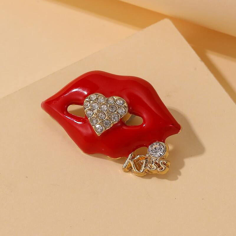 

Red Lip Heart Design Brooch