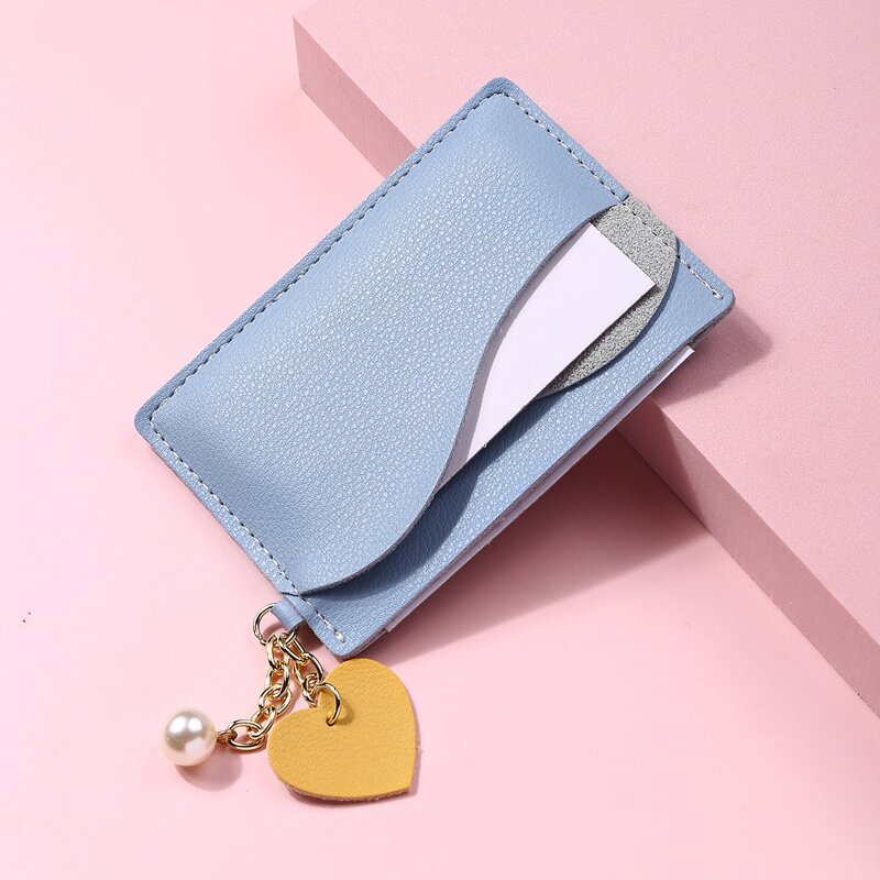 

Faux Pearl & Heart Decor Card Holder, Baby blue