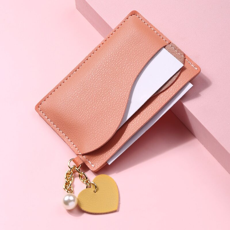 

Faux Pearl & Heart Decor Card Holder, Coral orange