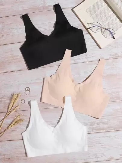 Women's Seamless Plain Bralettes Multi-Color Backless Comfort Bras