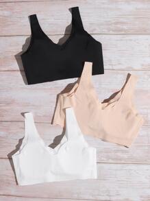 Women's Seamless Plain Bralettes Multi-Color Backless Comfort Bras - Multicolor - View 2