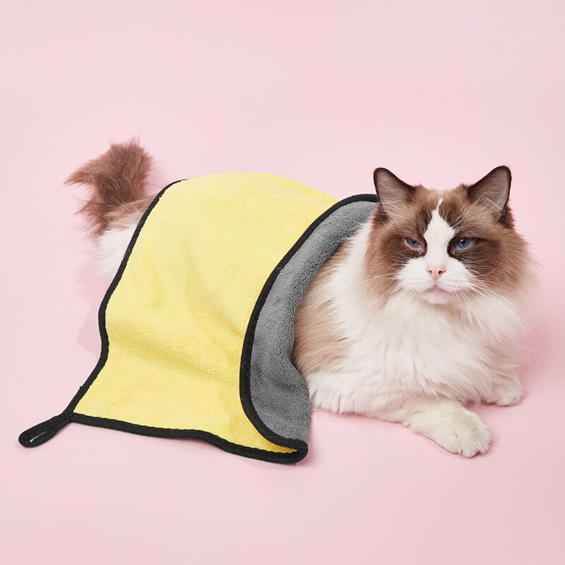 

Contrast Binding Pet Absorbent Bathing Towel, Yellow