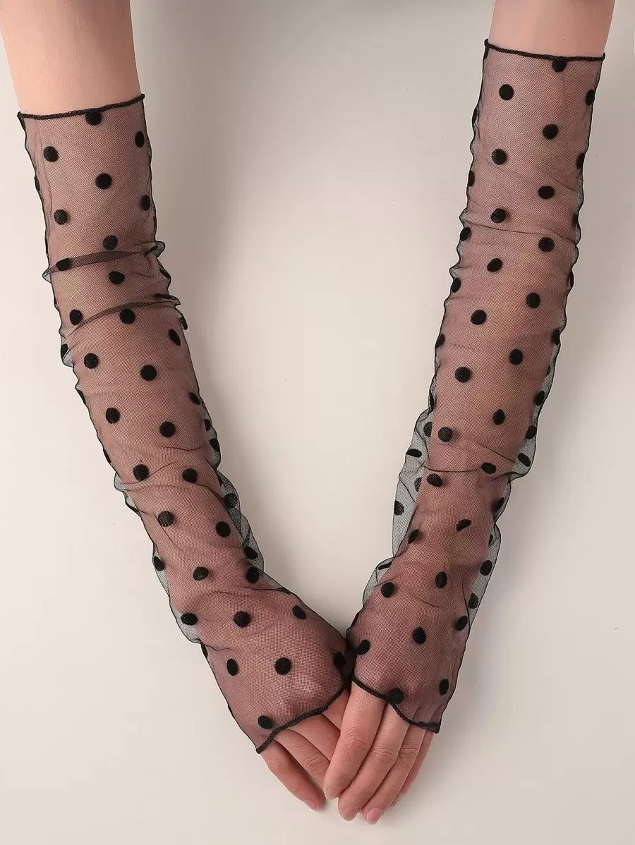 Polka Dot Mesh Long Gloveswedding