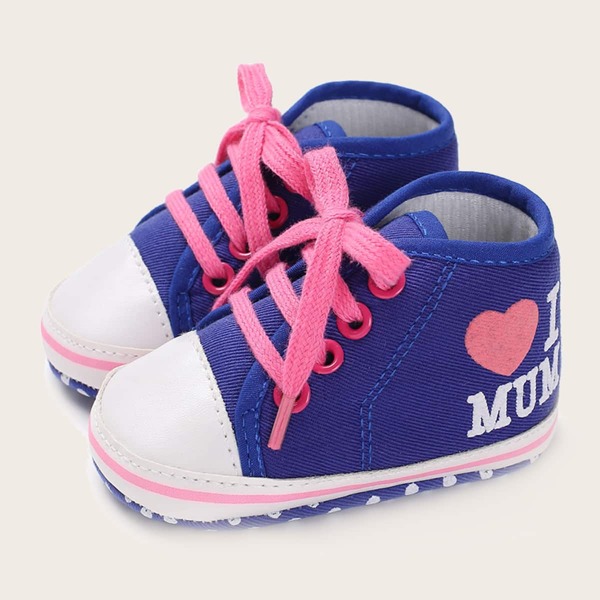 

Baby Girl Lace-up Front Letter Graphic Sneakers, Blue
