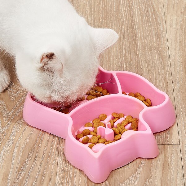 

Cat Shaped Slow Feeder Pet Bowl, Pink