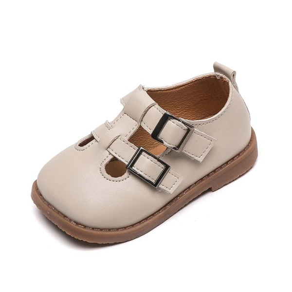

Toddler Kids Double Velcro Strap Flats, Beige