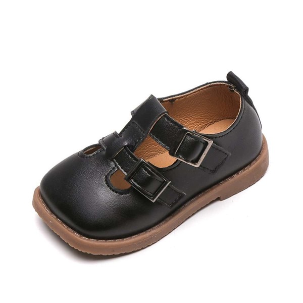 

Toddler Kids Double Velcro Strap Flats, Black