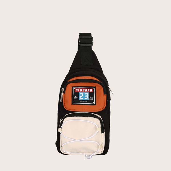 

Men Drawstring Decor Sling Bag, Multicolor