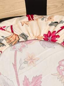 Flower Print Stretchy Swivel Chair Cover - Multicolor - View 3