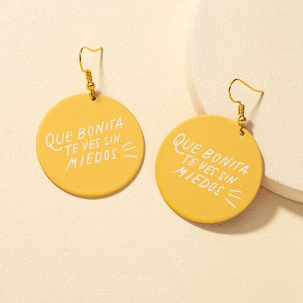 

Letter Graphic Round Drop Earrings, Yellow