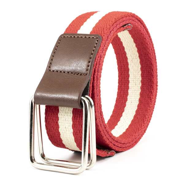

Men Striped Tape Belt, Red