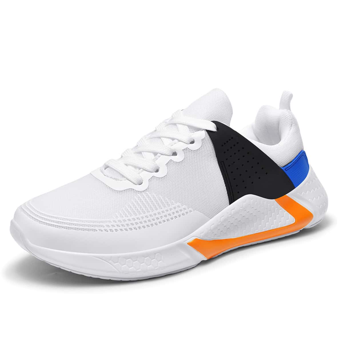 

Guys Colorblock Lace-up Knit Sneakers, White