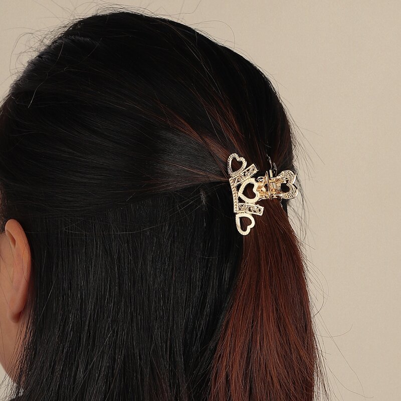 

Heart Design Hair Claw, Gold