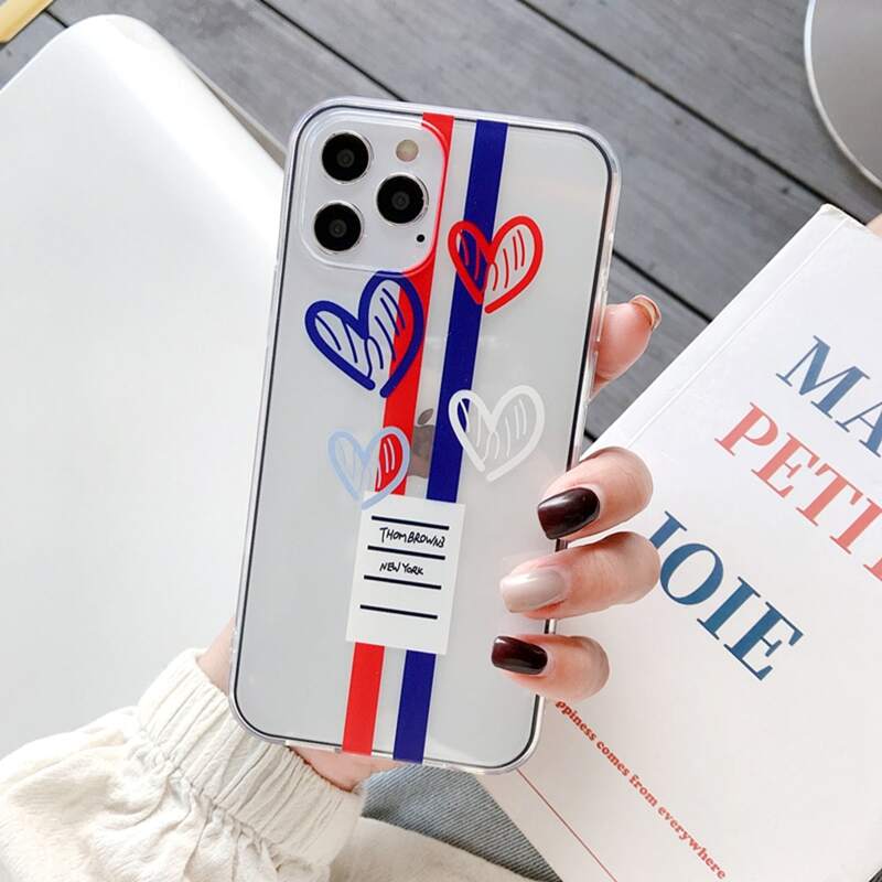 

Striped & Heart iPhone Case, Clear