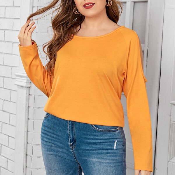 

Plus Cold Shoulder Raglan Sleeve Tee, Orange