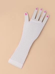 White Mesh Gloves - White - View 2