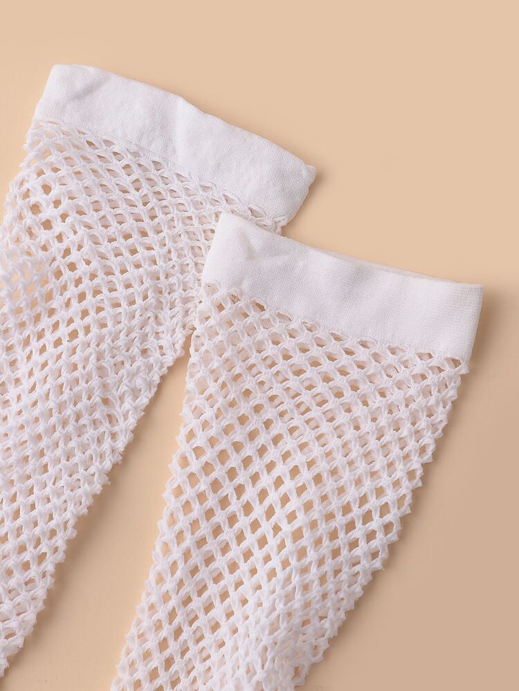White Mesh Gloves - White - View 3