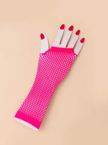 Hollow Out Mesh Gloves - Hot Pink - View 2