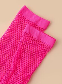 Hollow Out Mesh Gloves - Hot Pink - View 3