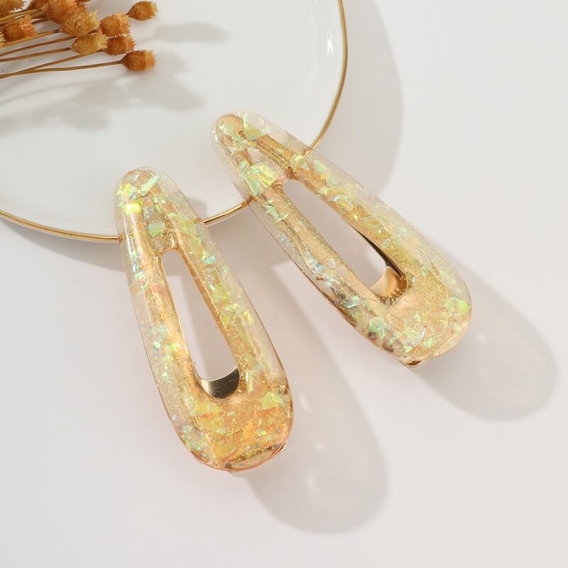 

2pcs Glitter Hair Clip, Gold
