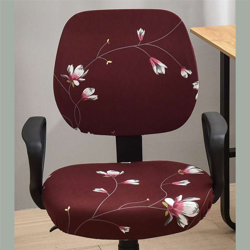 

Flower Print Stretchy Swivel Chair Cover, Burgundy