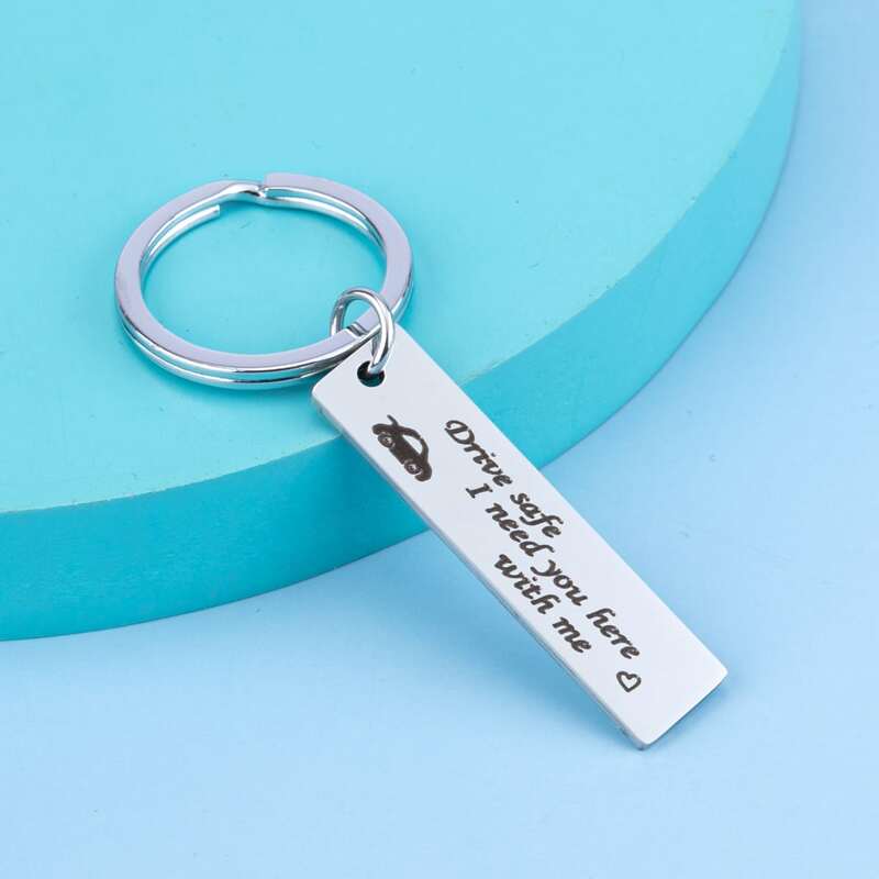

Slogan Geo Keychain, Silver