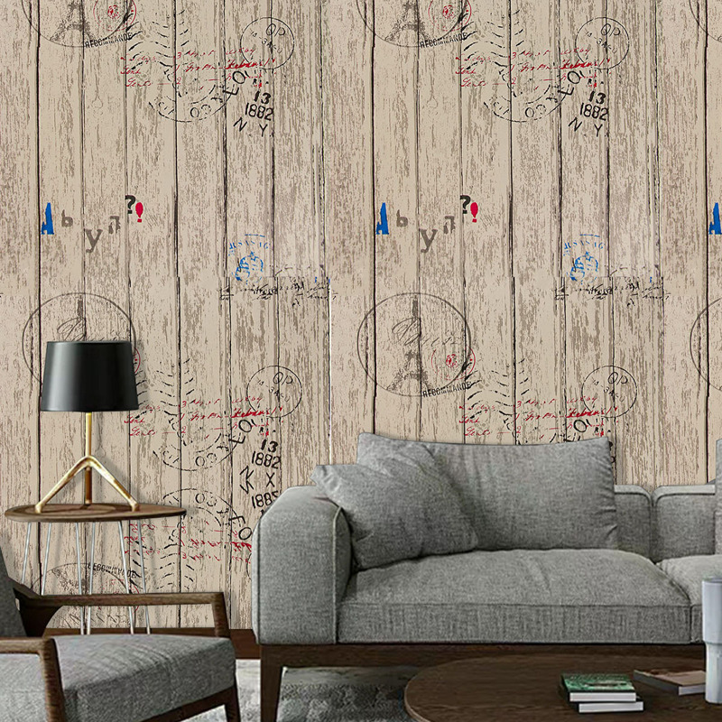 

1sheet Wood Grain Sticky Wallpaper, Multicolor