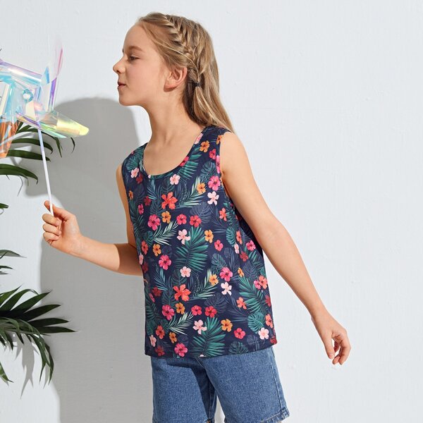 

Girls Tropical & Floral Print Tank Top, Multicolor