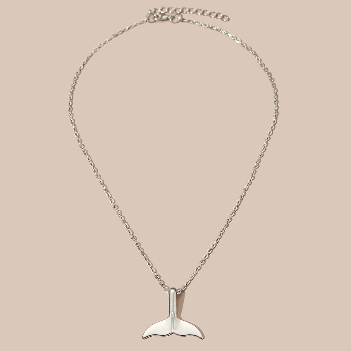

1pc Fish Tail Necklace, Silver
