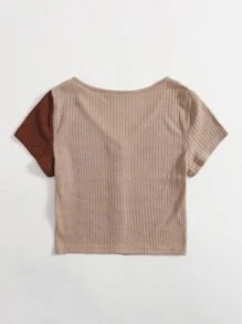 SHEIN تي شيرت بأزرار امامي بألوان متجانس - متعدد الألوان - مشاهدة 2
