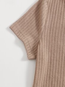 SHEIN تي شيرت بأزرار امامي بألوان متجانس - متعدد الألوان - مشاهدة 4
