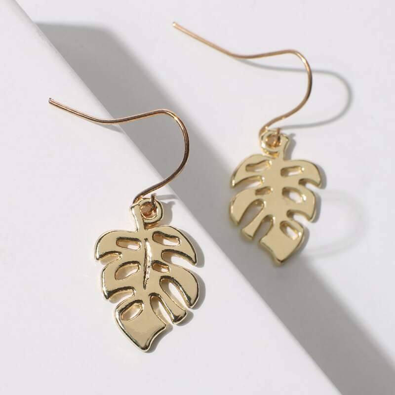 

Leaf Drop Earrings, Gold