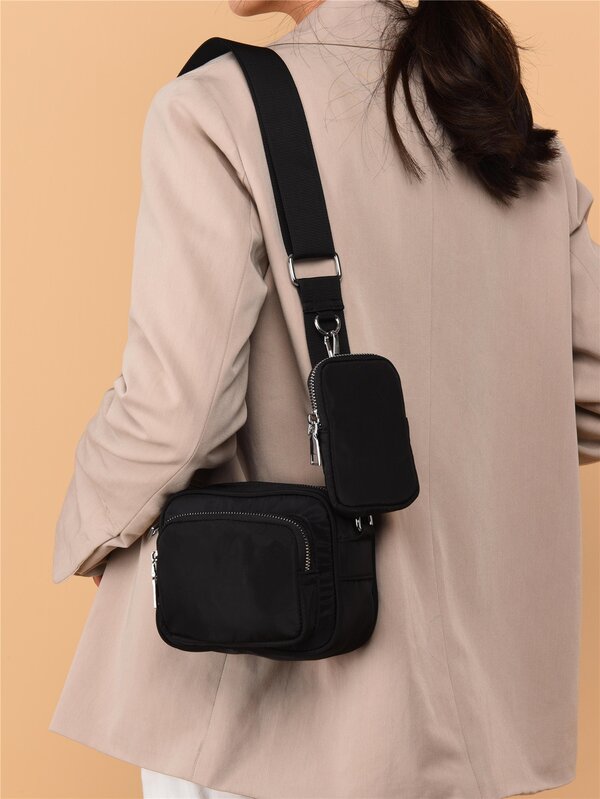 Mini Pocket Front Crossbody Bag With Purse SHEIN USA