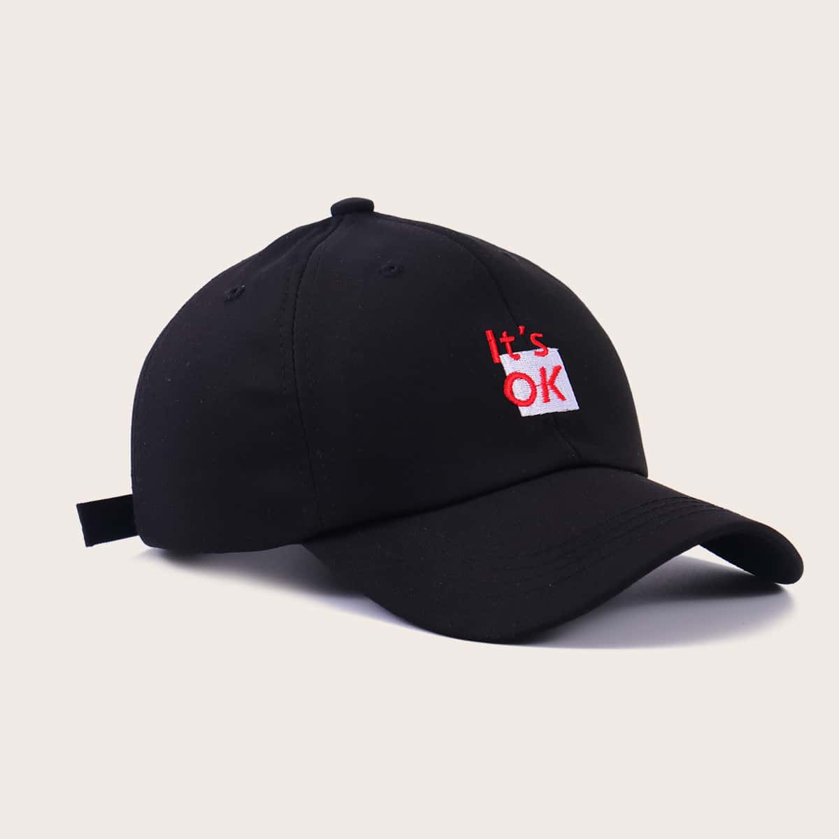 

Guys Slogan Embroidery Baseball Cap, Black