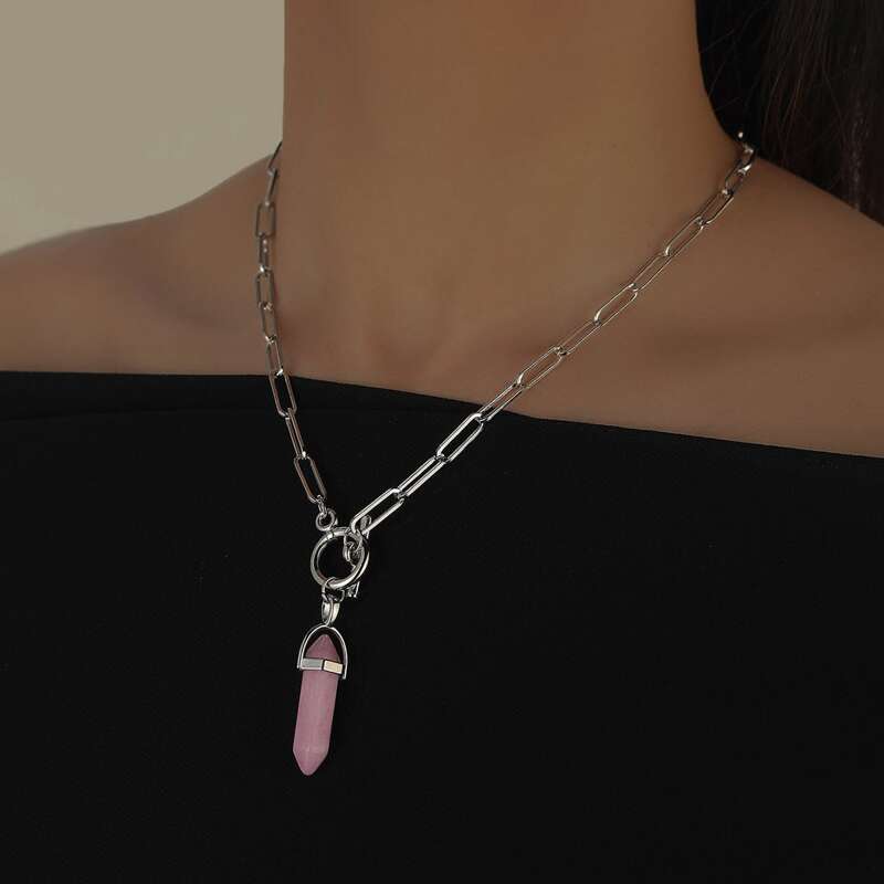 

Quartz Pendant Chain Necklace, Silver