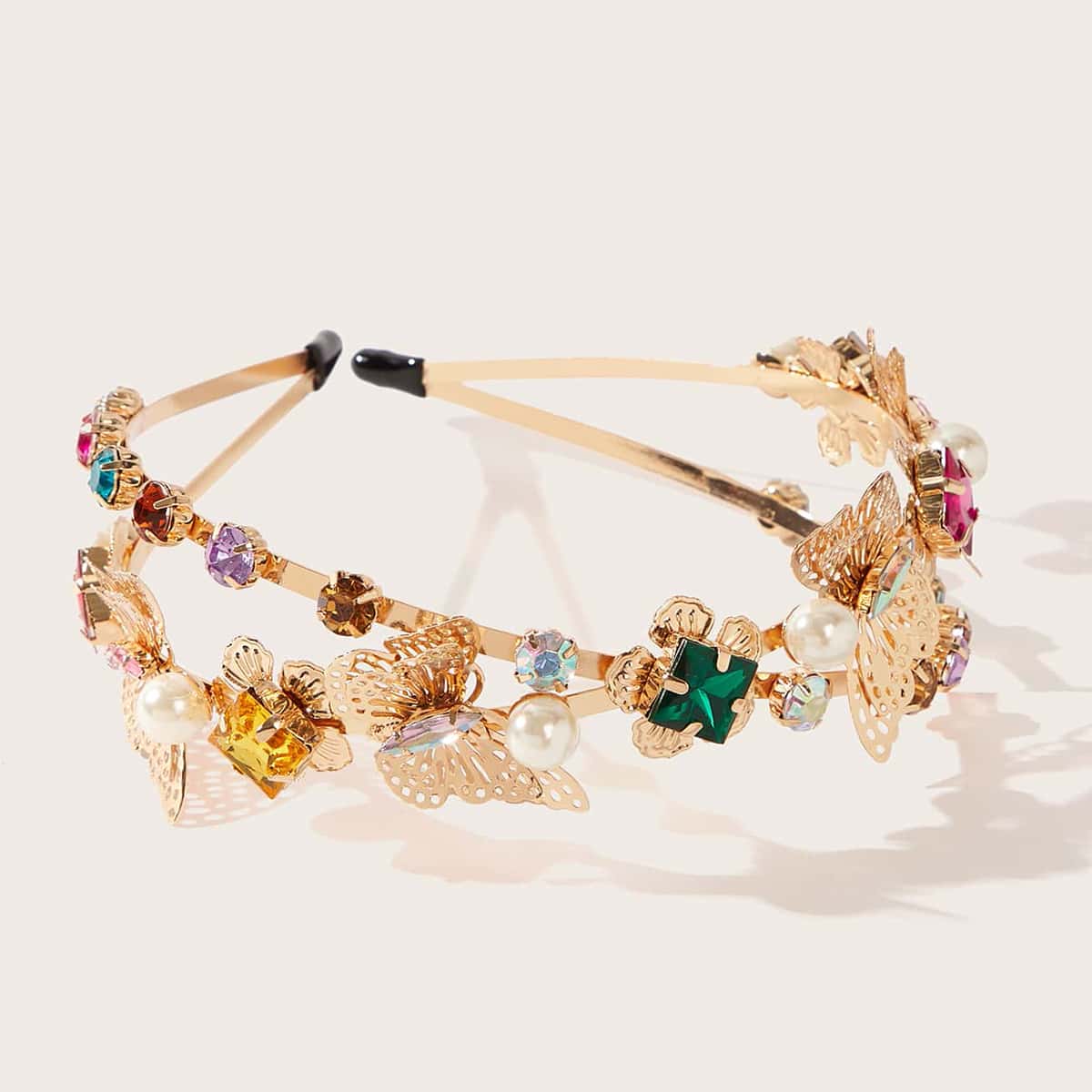 

Rhinestone Butterfly Headband, Gold