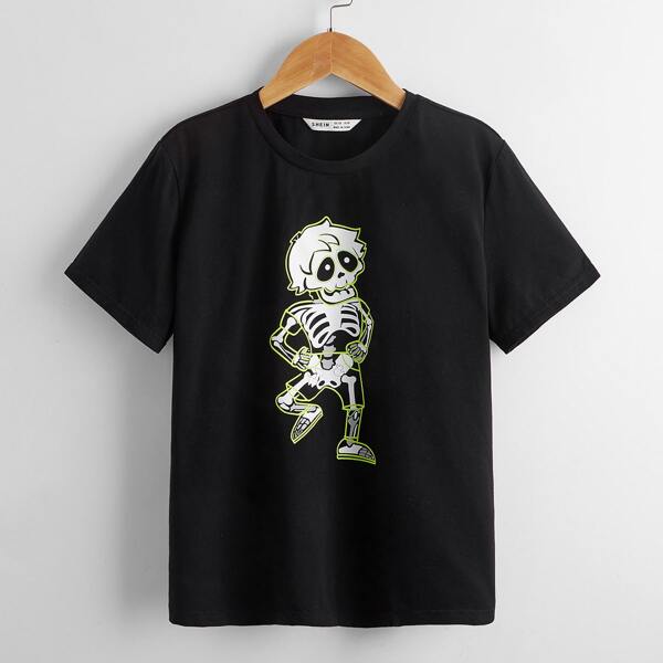 

Boys Skeleton Print Top, Black
