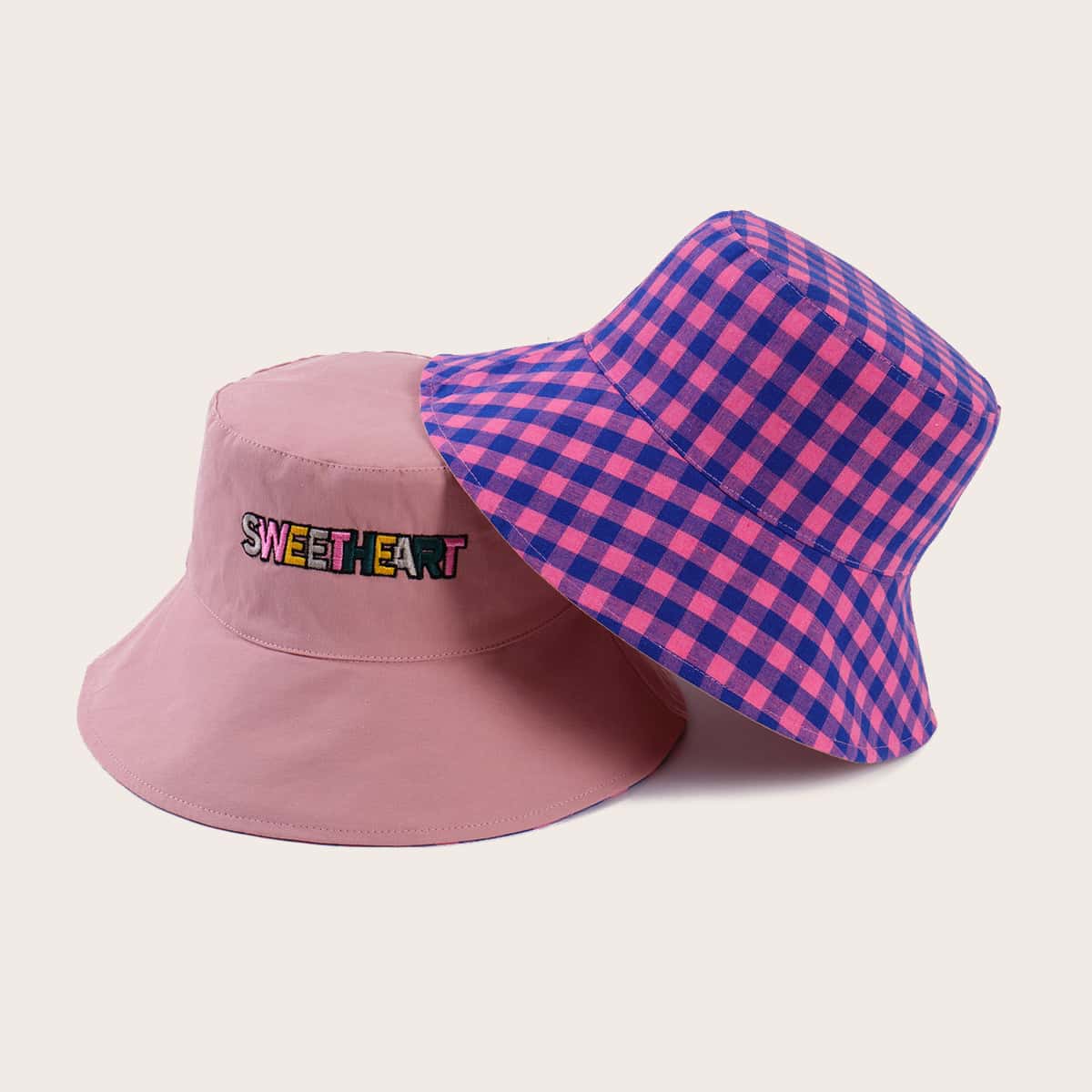 

Letter Embroidery Reversible Bucket Hat, Multicolor