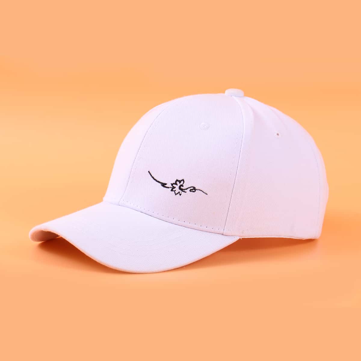 

Floral Embroidery Baseball Cap, White