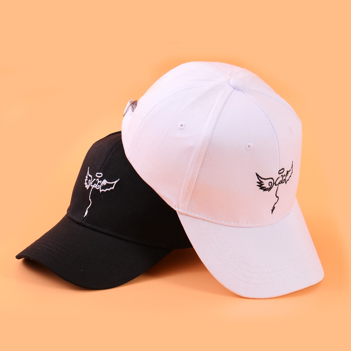 

2pcs Wing Embroidery Baseball Cap, Multicolor