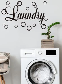 Pegatina de pared con estampado de letra - Negro - Ver 1