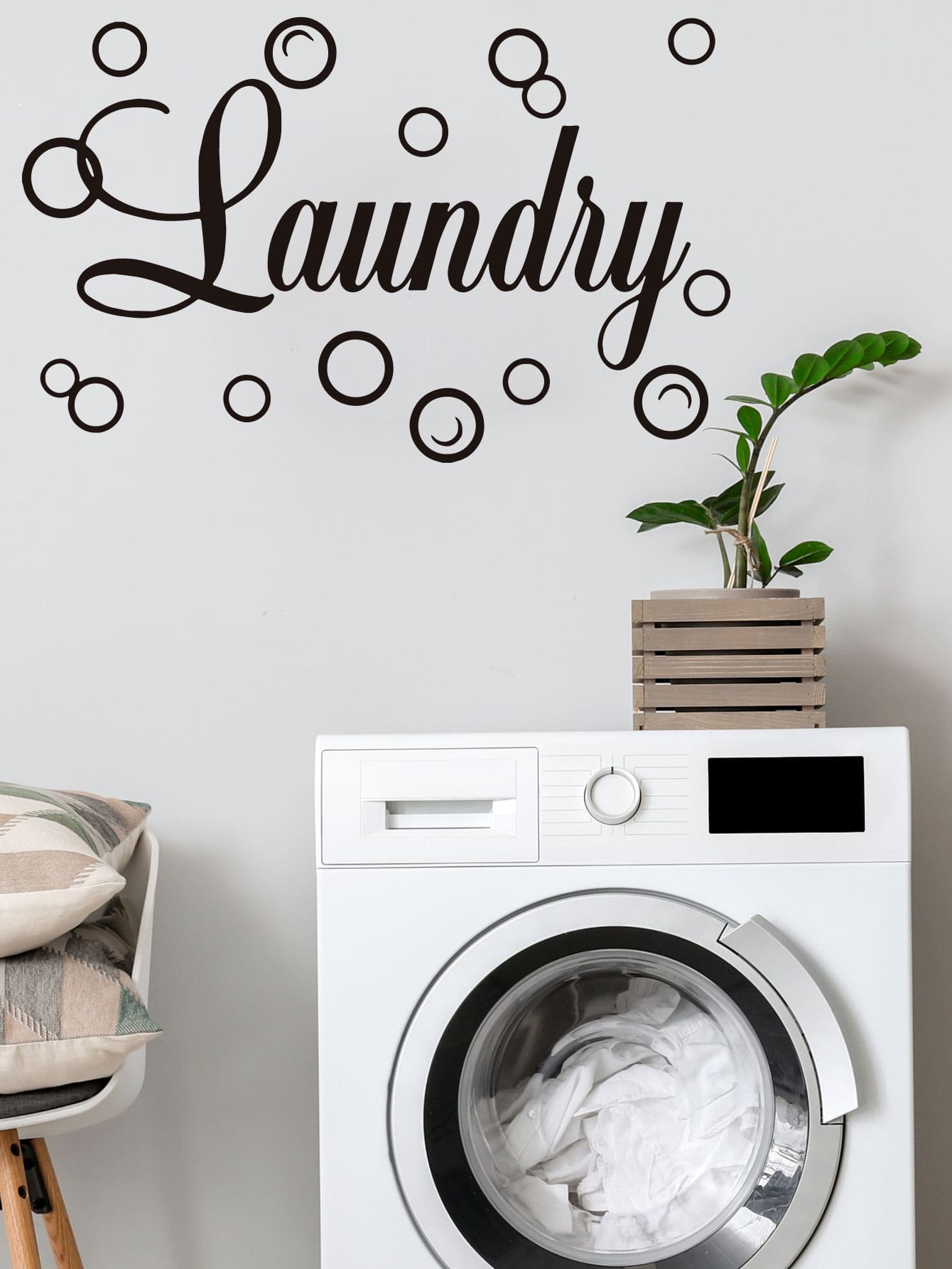 Pegatina de pared con estampado de letra - Negro - Ver 1