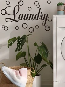 Pegatina de pared con estampado de letra - Negro - Ver 2